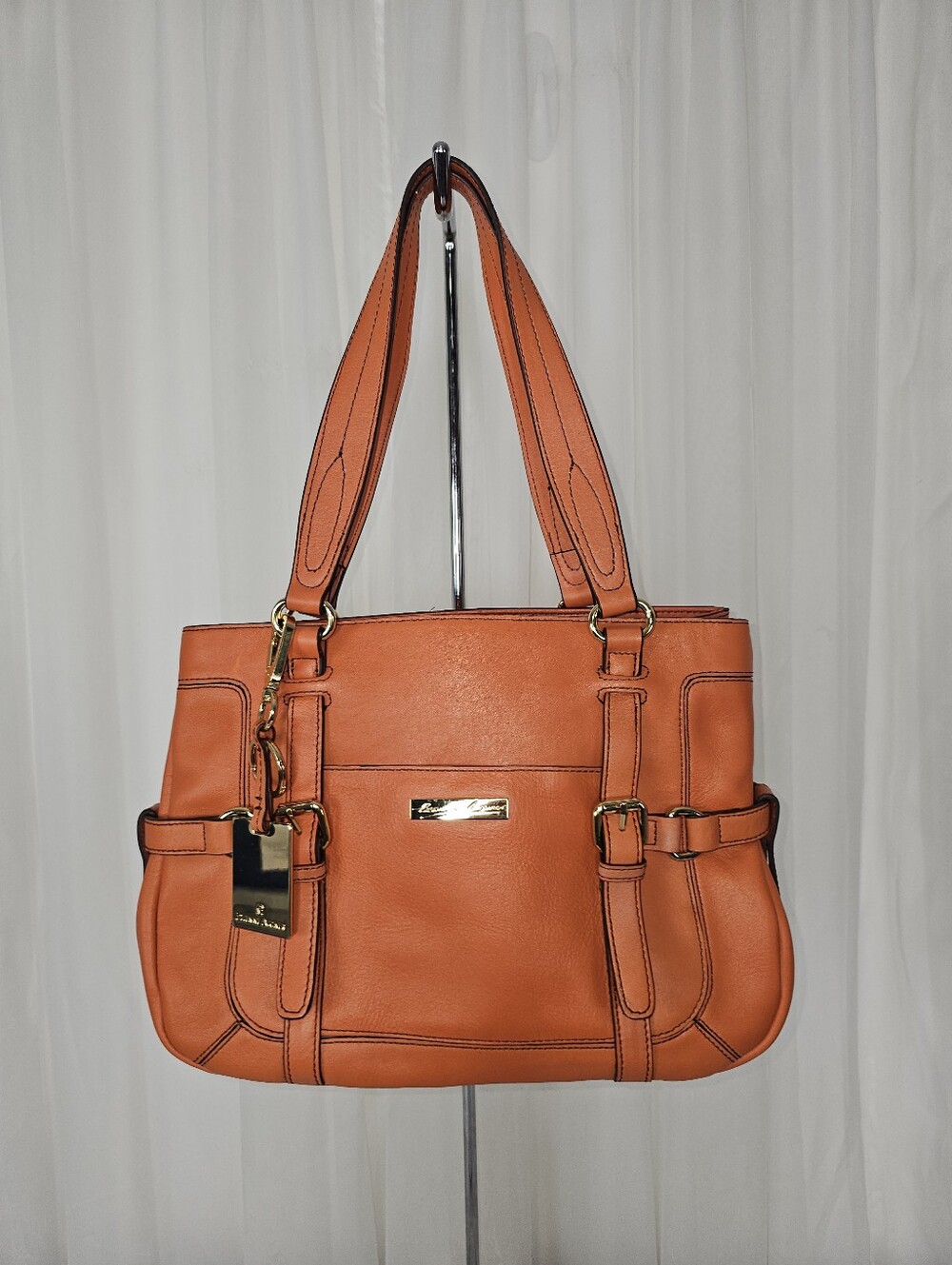 Vintage Etienne Aigner Burnt Orange Leather Shoulder Bag Tote Handbag